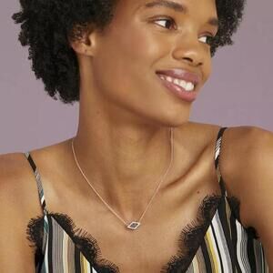 BaubleBar Gold Tone Black Druzy Pendant Necklace